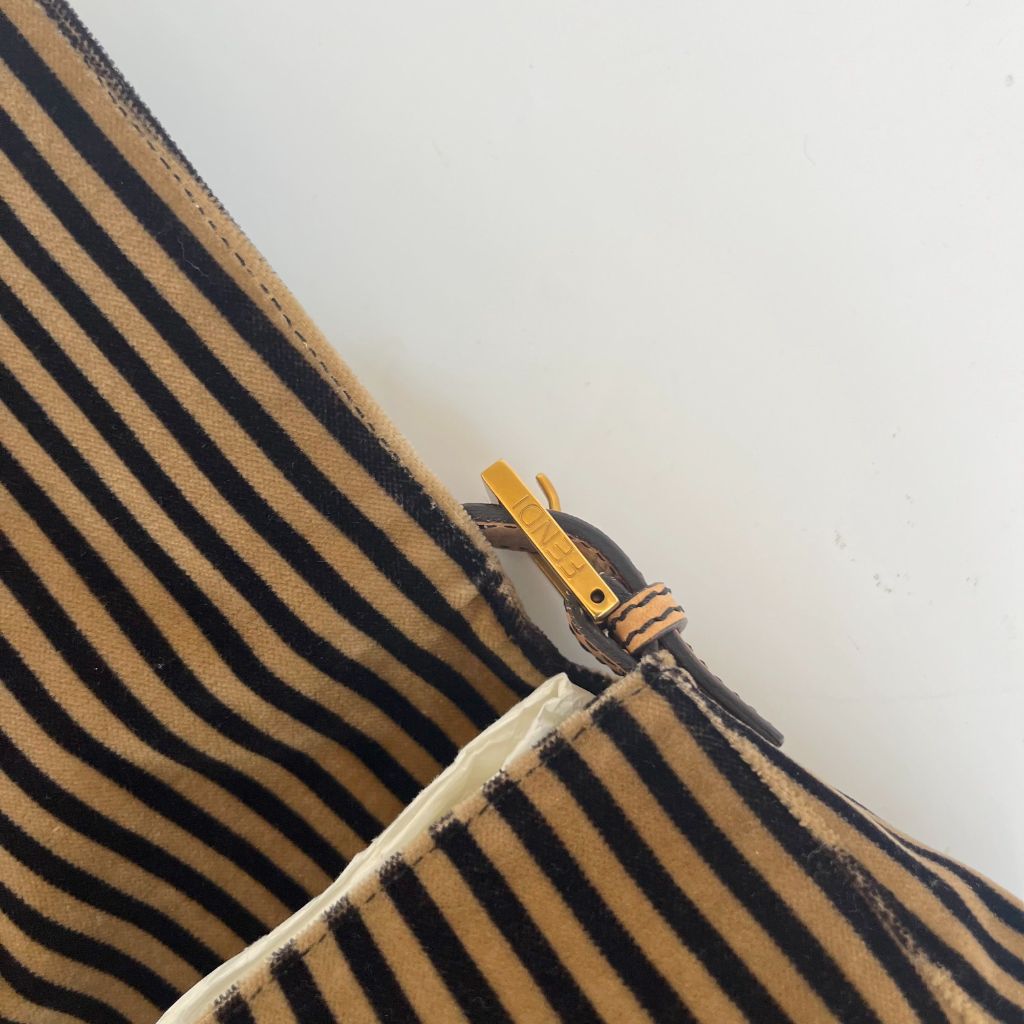 Fendi striped velvet FF flap shoulder vintage bag