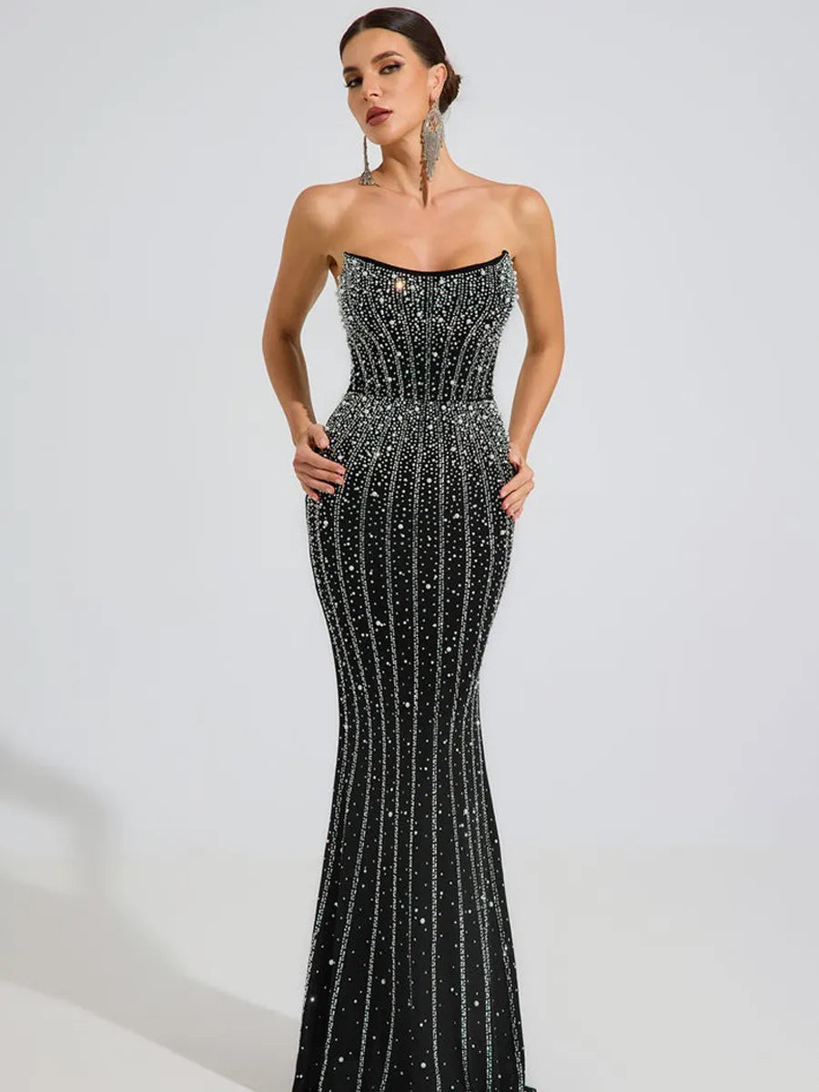 Brooklyn Midnight Radiance Crystal Maxi Dress