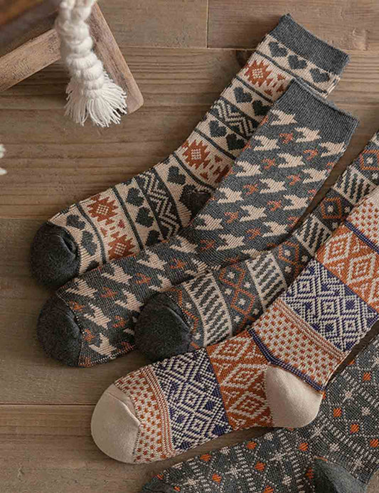 Boho Winter Retro Thick Warm Crew Socks