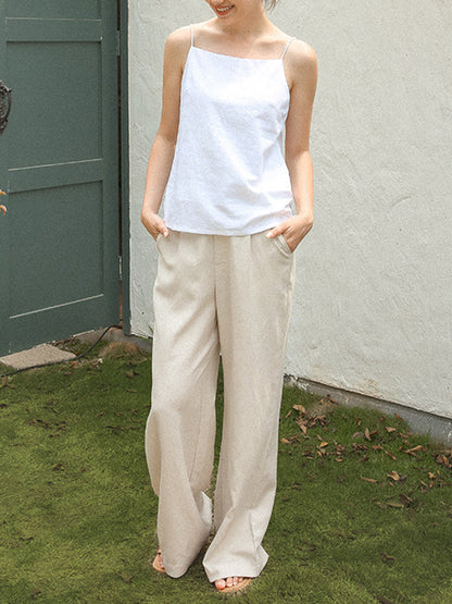 Column Loose Solid Color Casual Pants Bottoms