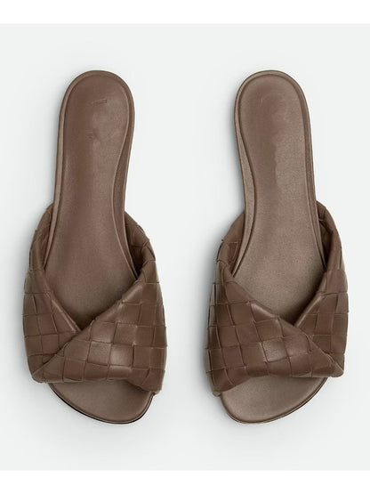 Rosalind Leather Woven Round-Toe Sandals