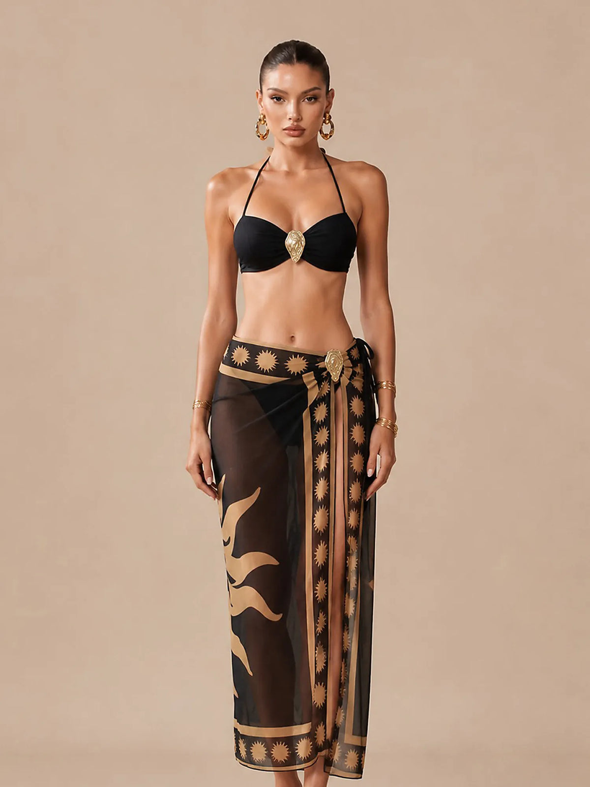Chloe Printed Lace-Up Bikini Set