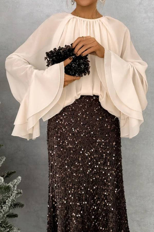 CREAM RUFFLED BLOUSE