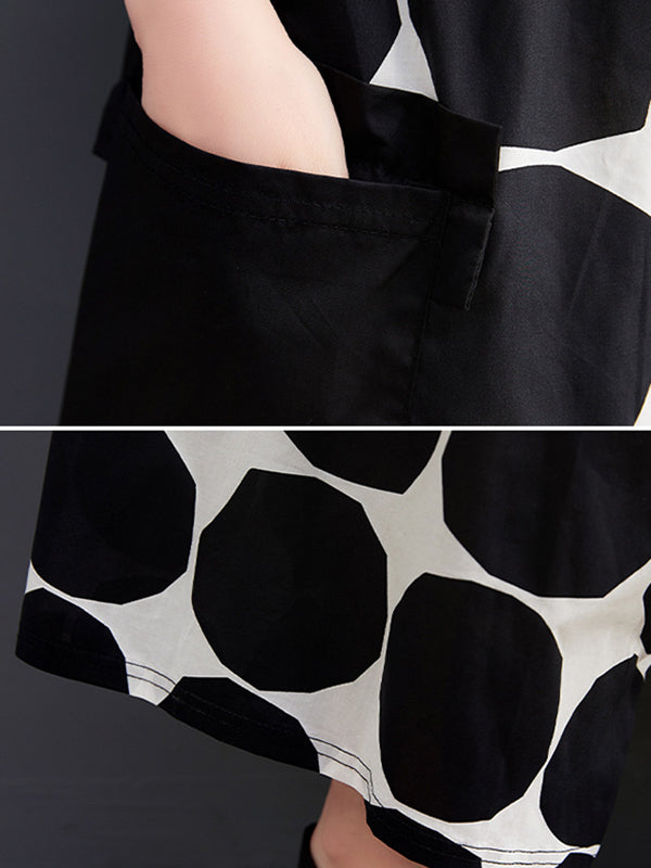 Original Loose Polka-Dot Blouse&Harem Pants 2 Pieces Set