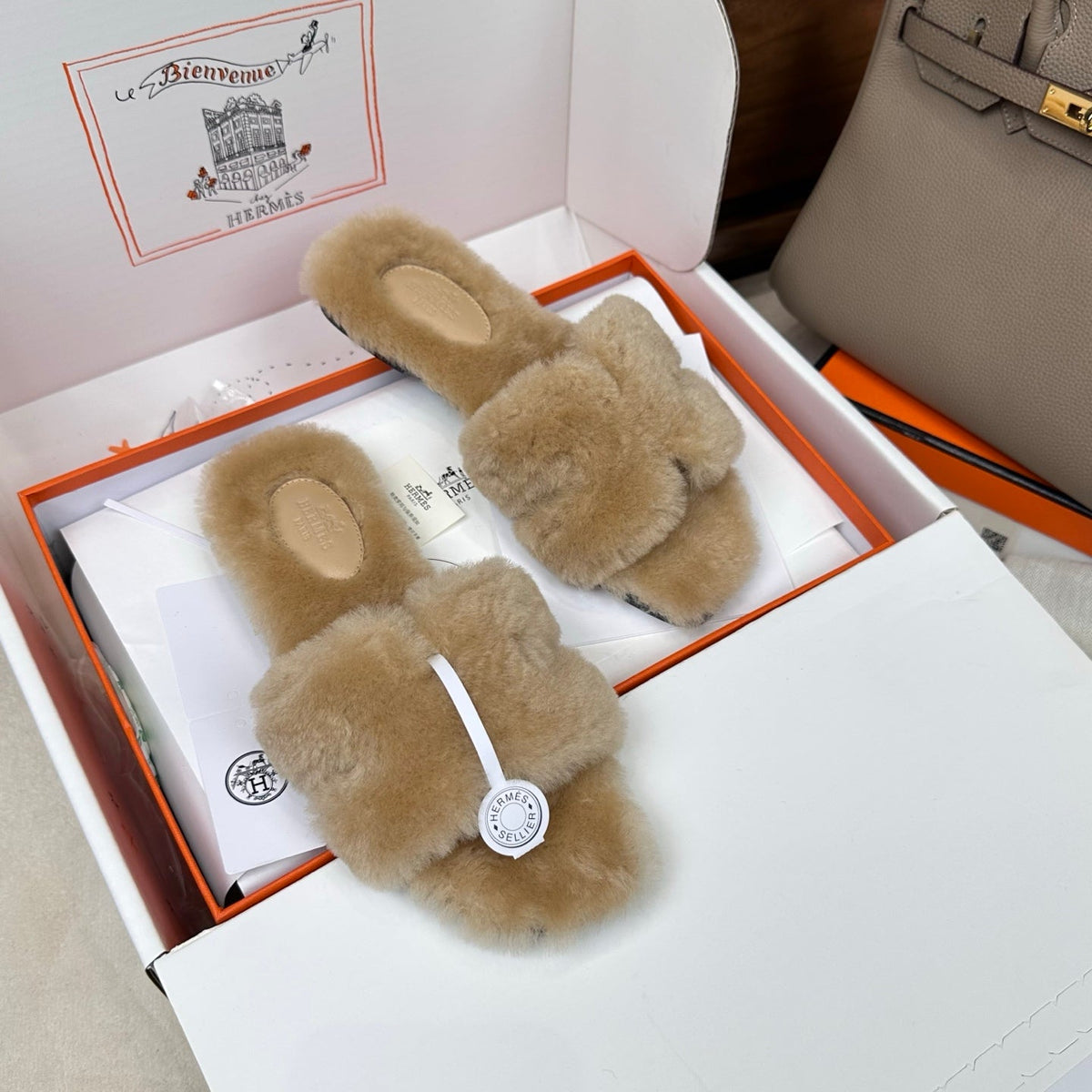 HM Oran Sandal Light Beige Wool Velvet 598194
