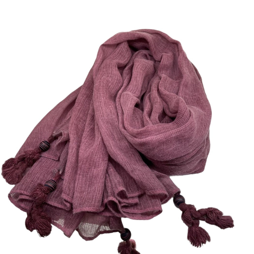 Scarvii - Large Color-Block Scarf With Fringe