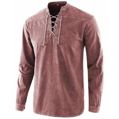 Saint Morris Lace-Up Long Sleeve Shirt