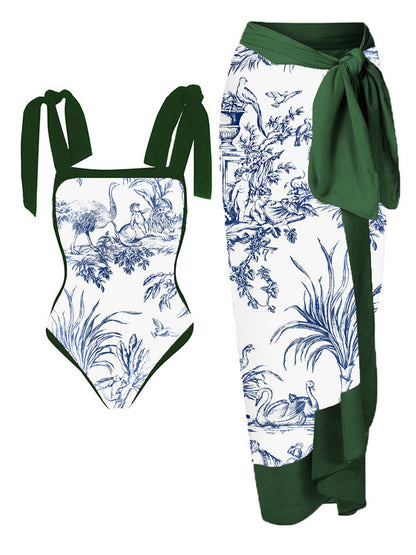 Natalie Chiffon Printed Swimsuit Set