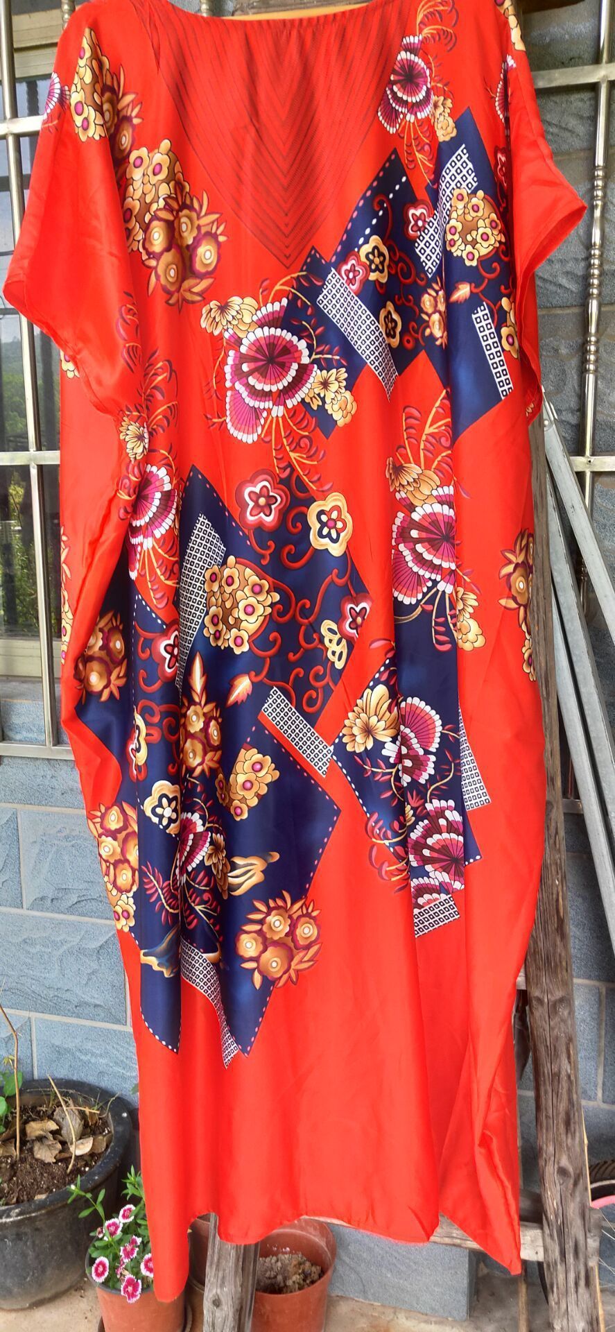 New Imitation Silk Irregular Printing Beach Cover Up