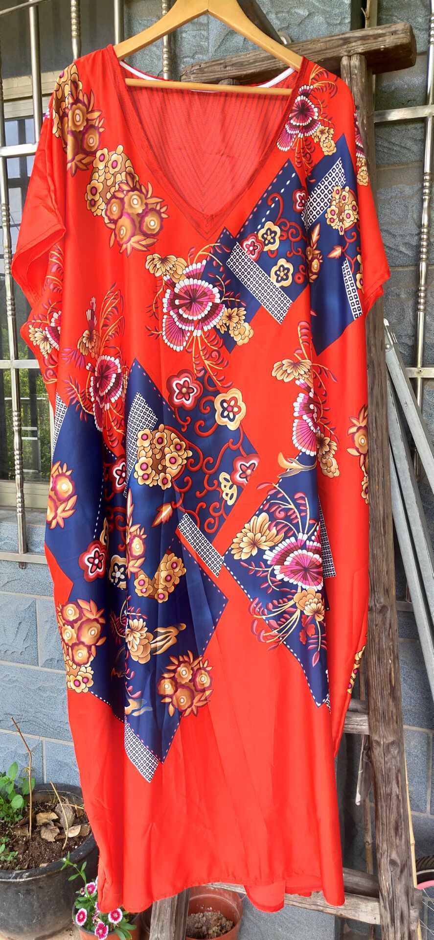 New Imitation Silk Irregular Printing Beach Cover Up