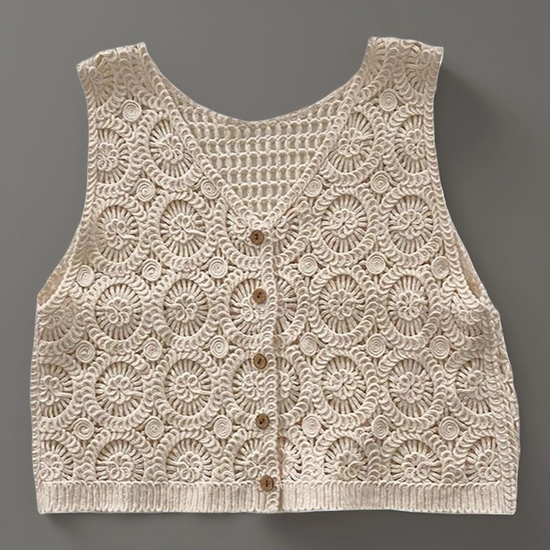 Crosa - V-Neck Crochet Vest – Summer Boho Chic