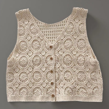 Crosa - V-Neck Crochet Vest – Summer Boho Chic