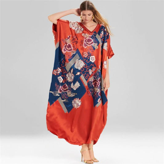 New Imitation Silk Irregular Printing Beach Cover Up
