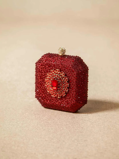 Alina Crystal Embellished Square Clutch Bag