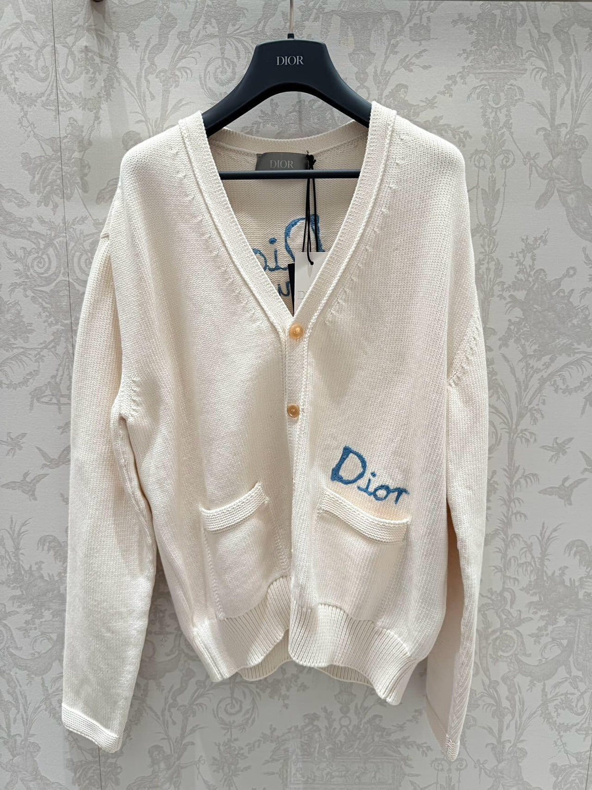 CD Pocket Cardigan White Cotton
