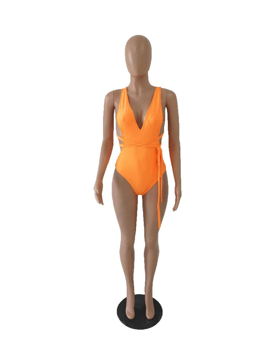 Solid Color Sexy One-Piece Swimsuit
