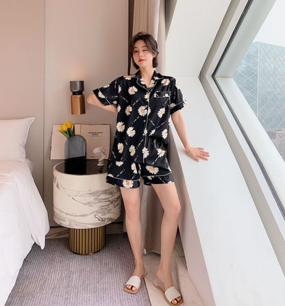 Summer New Daisy Pajamas Women'S Fashion Short-Sleeved Ice Silk Home Suit.