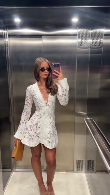 Serafina Lace Tie-Front Mini Dress