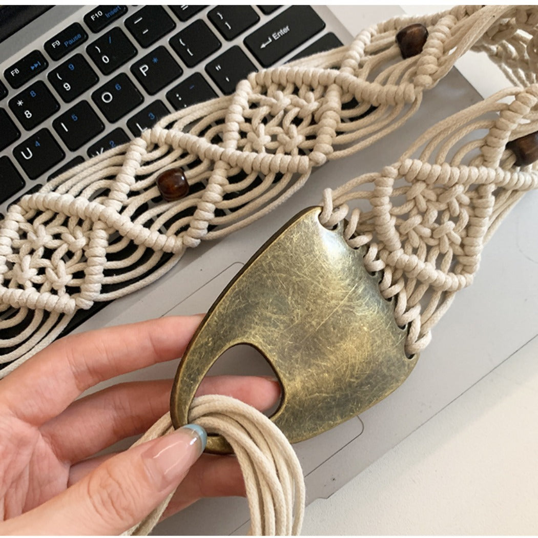 Beco - Distressed Metal Woven Belt - Boho &amp; Viantage