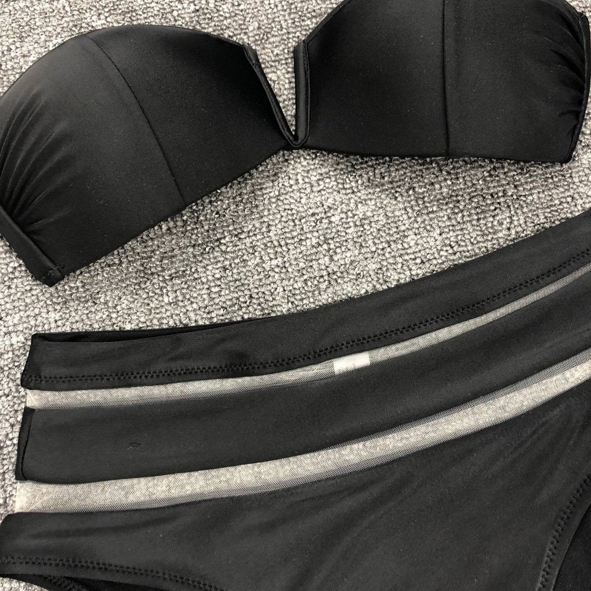 Split Swimsuit V-Neck Mesh Stitching Sexy High Waist Bikini