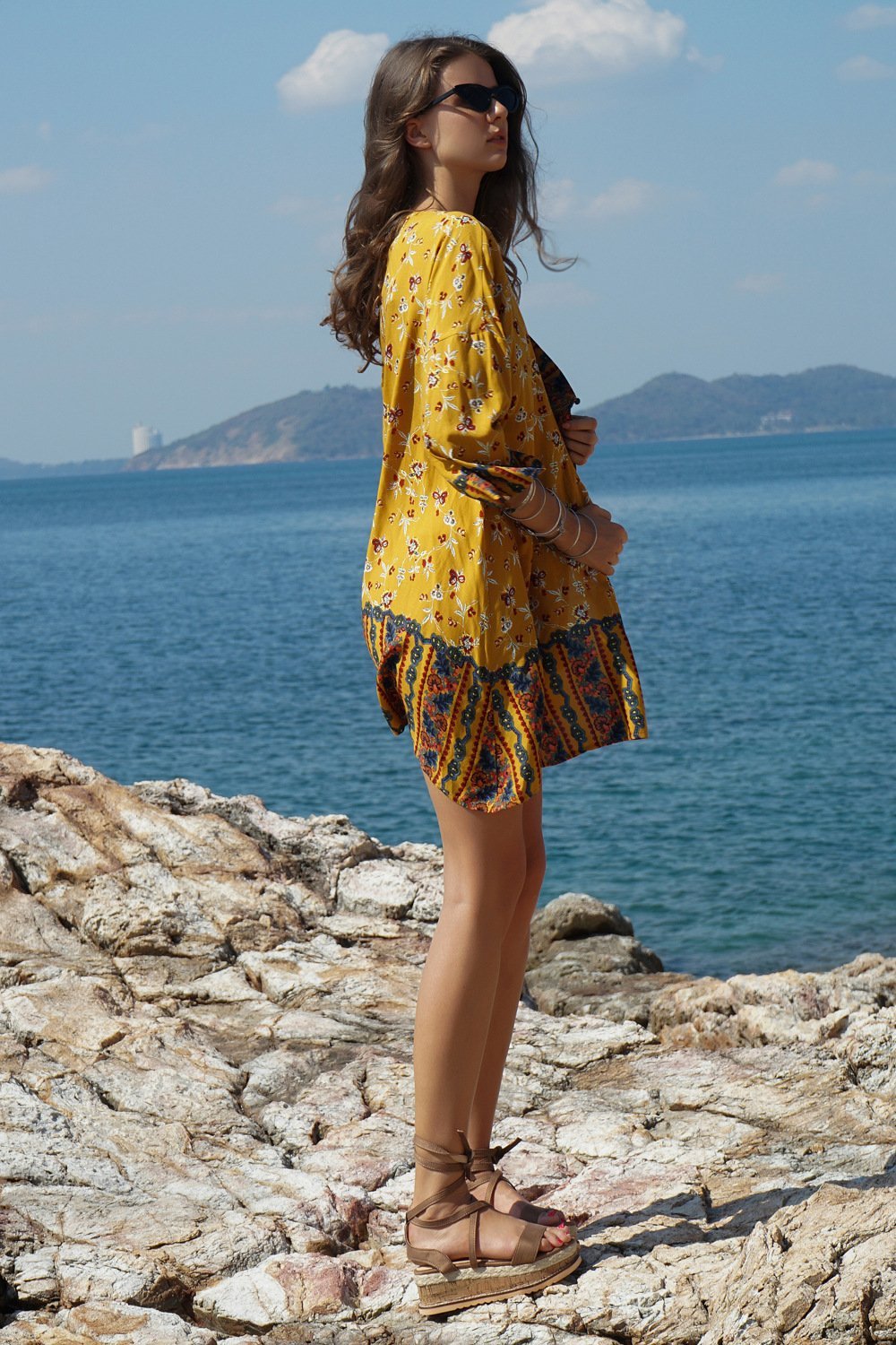 Ethnic Style Printed Beach Bikini Sunscreen Cardigan Cover-Up