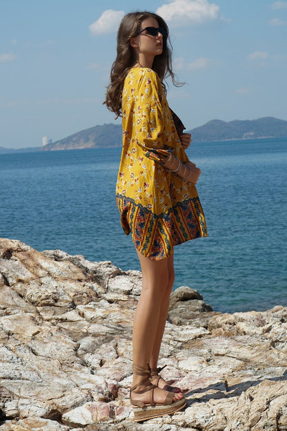 Ethnic Style Printed Beach Bikini Sunscreen Cardigan Cover-Up