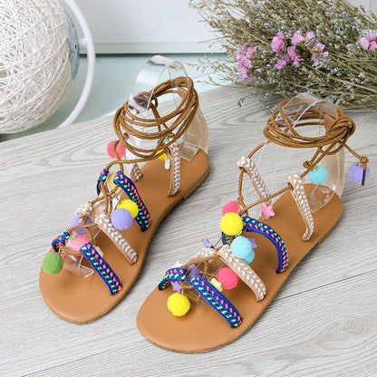 Bohemian Flat Bottom Non-Slip Versatile Sandals With Large Size Retro Sandals