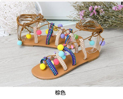Bohemian Flat Bottom Non-Slip Versatile Sandals With Large Size Retro Sandals