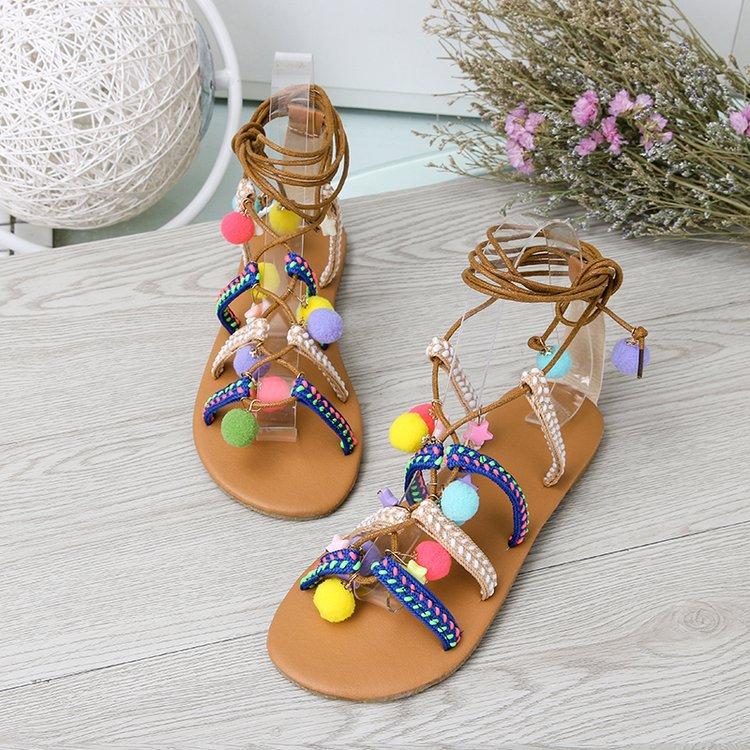 Bohemian Flat Bottom Non-Slip Versatile Sandals With Large Size Retro Sandals