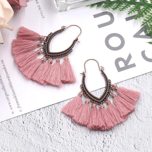 Retro Vintage Boho Bohemian Ethnic Tassel Drop Women Earrings Jewelry Accessories