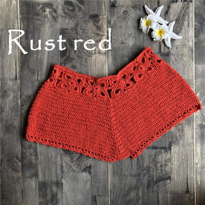 Handmade Beach Short Sexy Pierced Cotton Bikini Bottoms