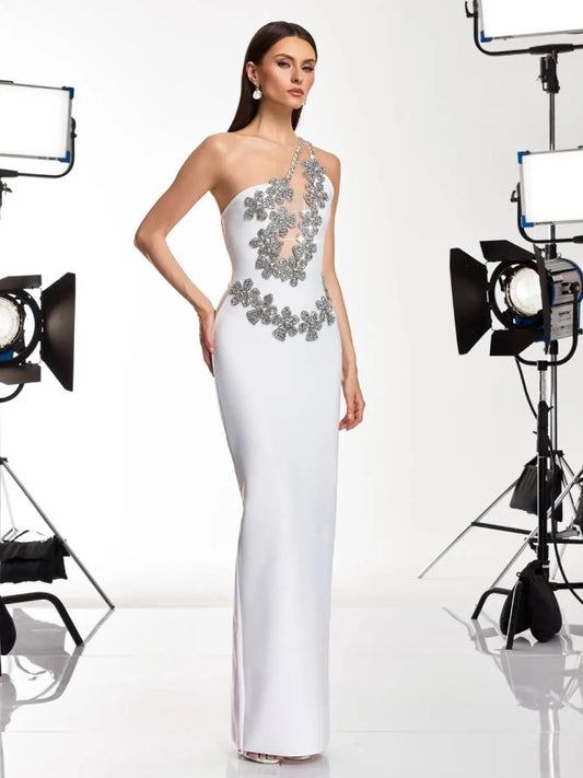 Alexa Diamond Flower Bandage Maxi Dress