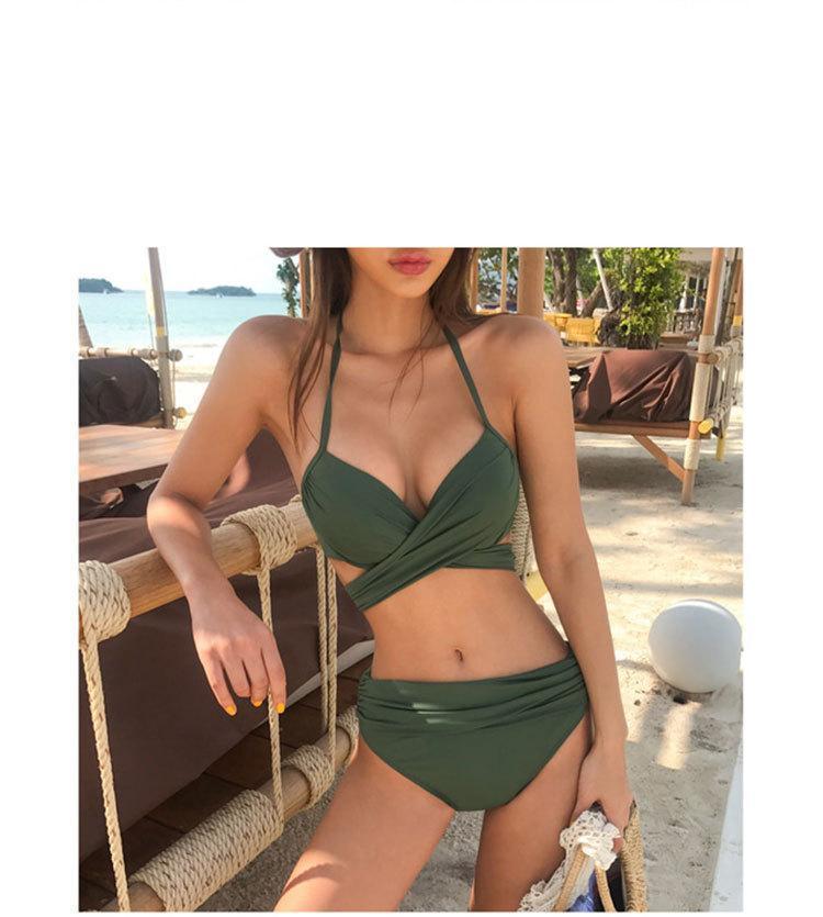 Bikini Two-Piece Gathered Sexy Braised Cross Straps Split Swimsuit