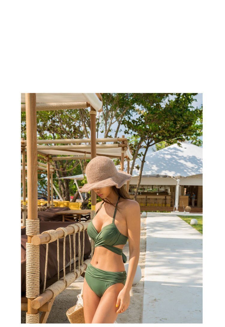 Bikini Two-Piece Gathered Sexy Braised Cross Straps Split Swimsuit