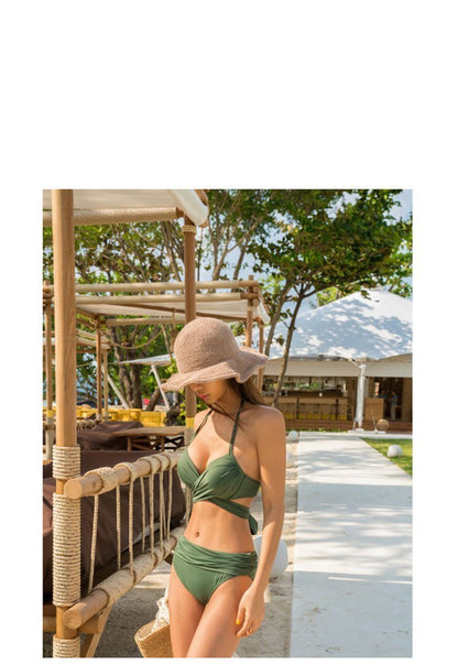Bikini Two-Piece Gathered Sexy Braised Cross Straps Split Swimsuit