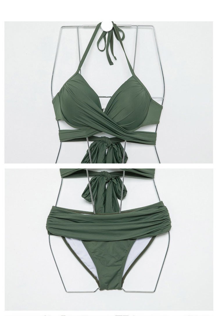 Bikini Two-Piece Gathered Sexy Braised Cross Straps Split Swimsuit