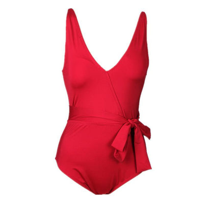 Red Bow Tight-Fitting Beach One-Piece Swimsuit