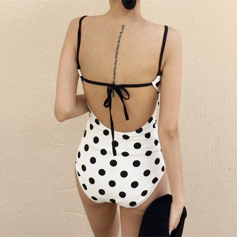 Polka-Deck Tight Beach One-Piece Swimsuit
