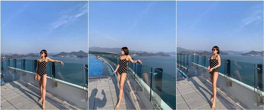 Polka-Deck Tight Beach One-Piece Swimsuit