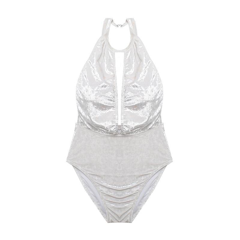 Sexy Pure White Beach Holiday One-Piece Swimsuit