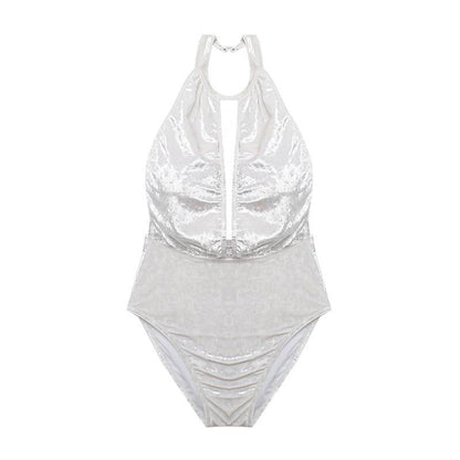 Sexy Pure White Beach Holiday One-Piece Swimsuit