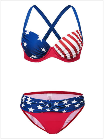 Sexy Bikini Print Sling Women'S Swimsuit Split Two-Piece Set