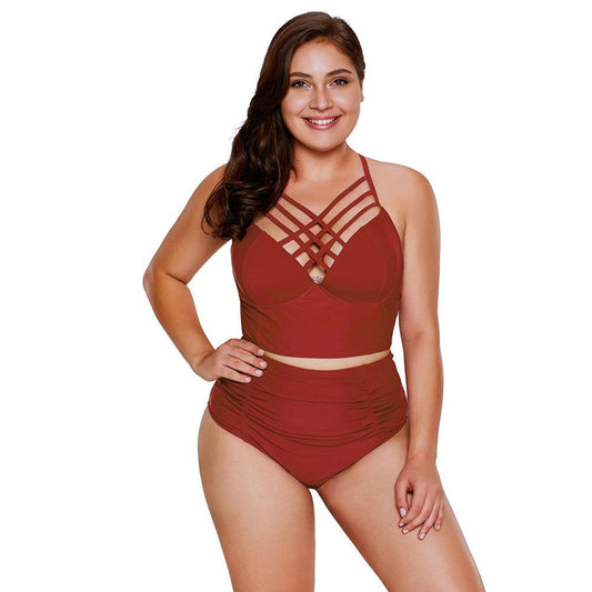 Bikini Triangle Split High Waist Large Size Swimsuit
