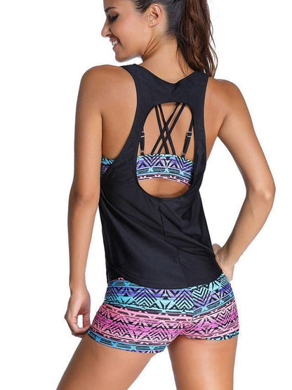 Bikini Fashion Print Three-Piece Split Swimsuit