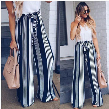 Retro Printed Lace-Up Skirt Pant