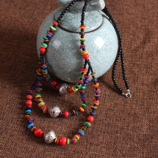 Personality Color Stone Sweater Chain Women'S Classical Wind Long Necklace