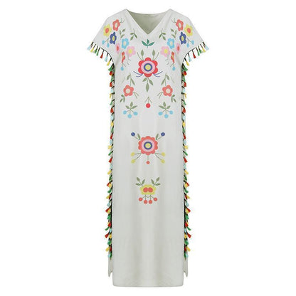 Bohemian Tassel Printed Dress Long Dress