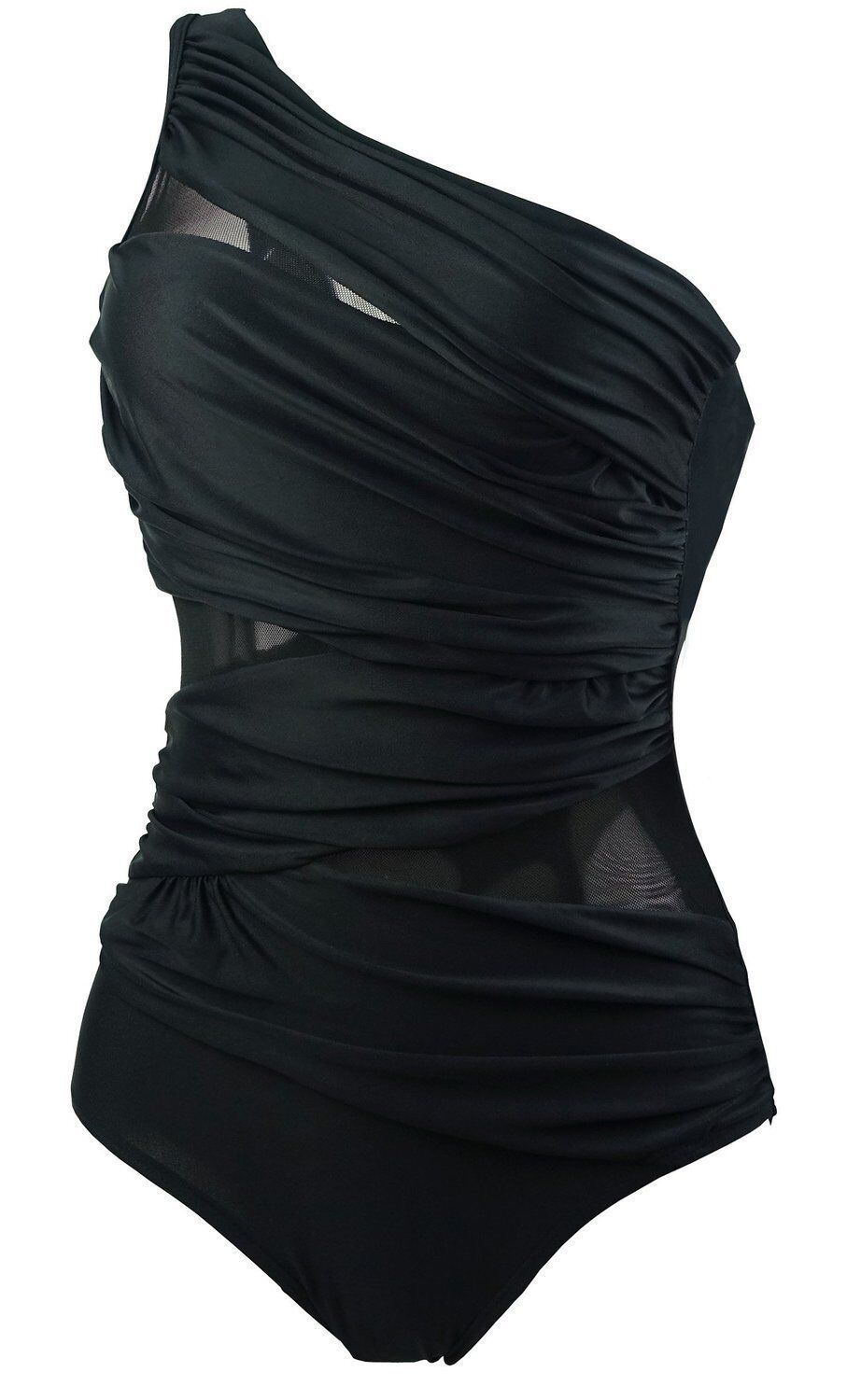 Sexy Black One-Shoulder One-Piece Swimsuit