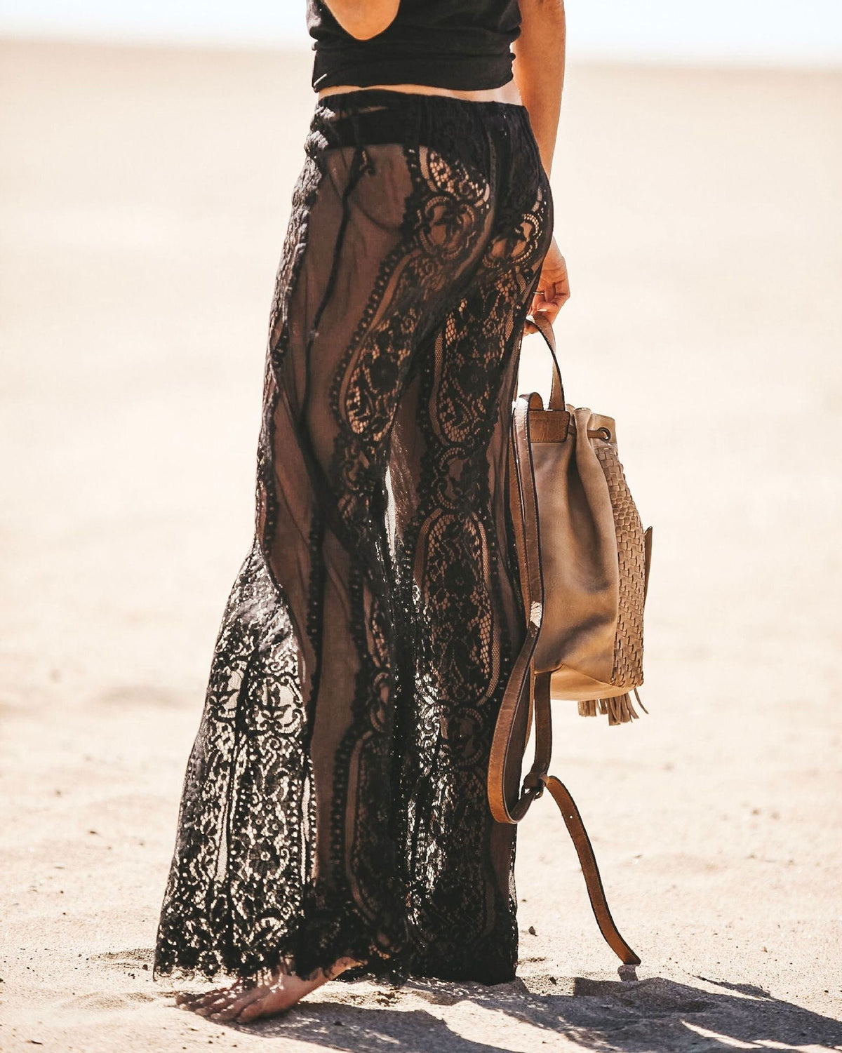 Sexy High-Waist Lace Openwork Perspective Pants
