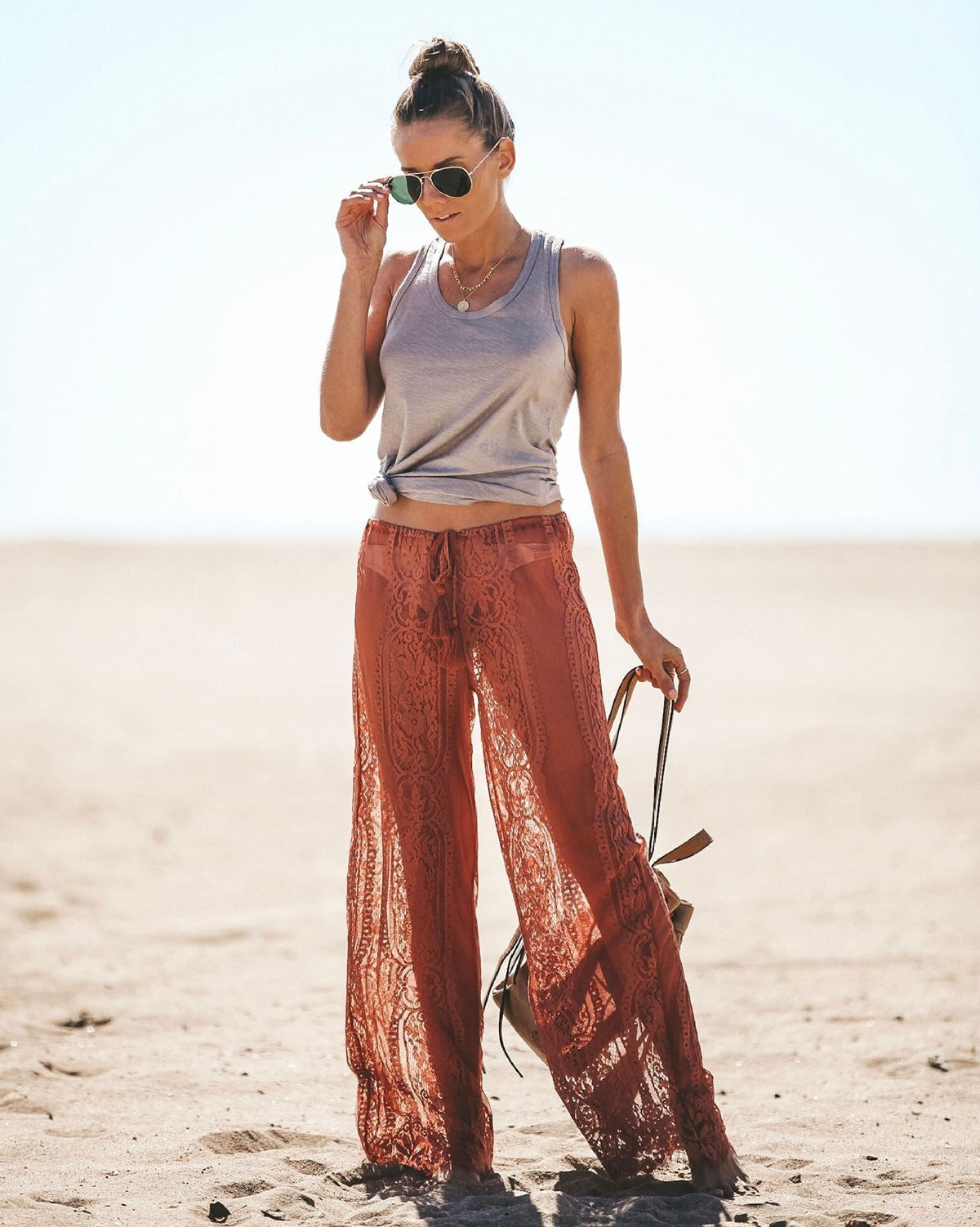 Sexy High-Waist Lace Openwork Perspective Pants